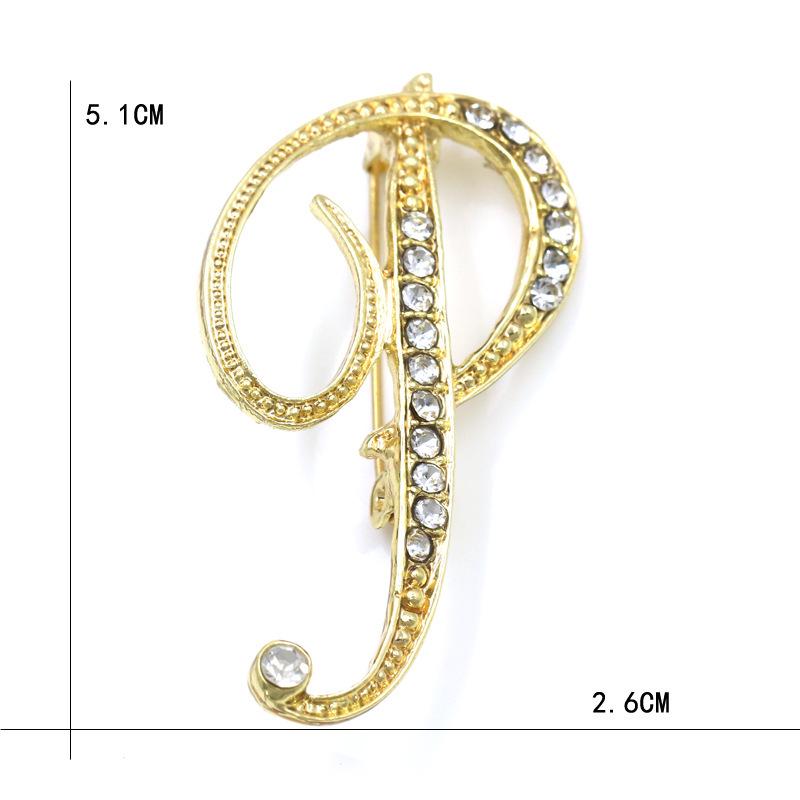 Trendy 26-Letter Rhinestone Brooch Pin - Fashion Accessory for Clothing & Bags
