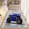 Teppich, Yamaha YZF R1 Blaue Motorrad-Illustration Grauer Hintergrunddruck, Man Cave Dekor, Rutschfeste Matte