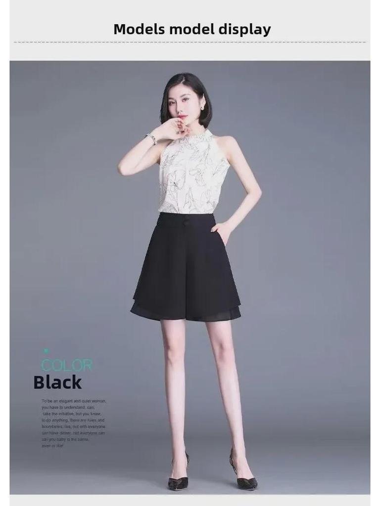 Women's Summer Chiffon A-Line Wide-Leg Shorts - Casual, Versatile, Slim & Lightweight