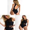Costume da bagno classico da donna nero senza schiena in rete con coppe imbottite per nuoto e sport acquatici