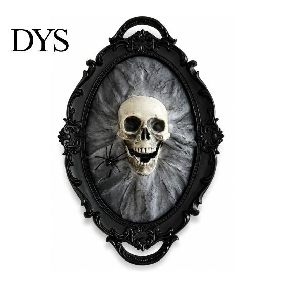 Halloween Spider Web Skull Decor Gothic Wall Decoration, Vintage Red Rose Frame Sculpture, Ornament Horror Art for Holiday Party Spooky