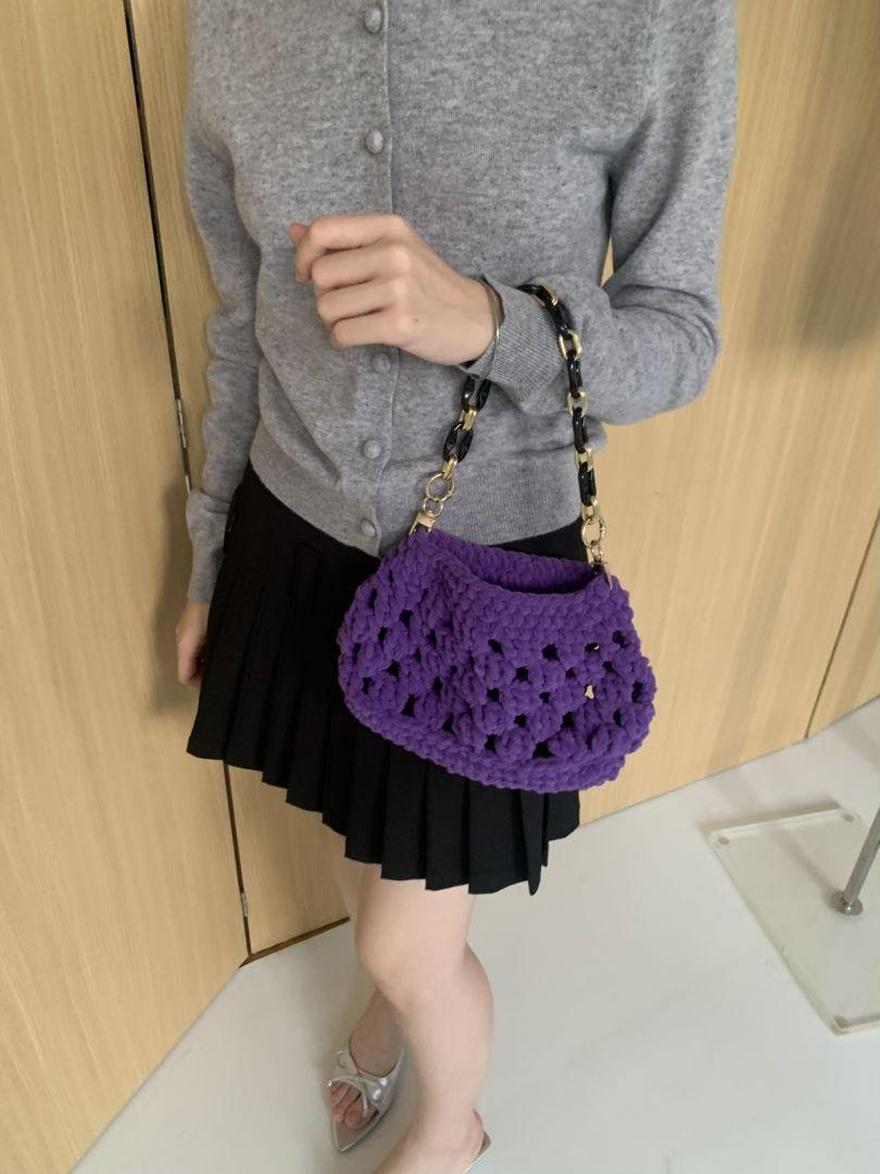 

Cloud knitting bag new handmade crochet style girl shoulder armpit bag фіолетовий