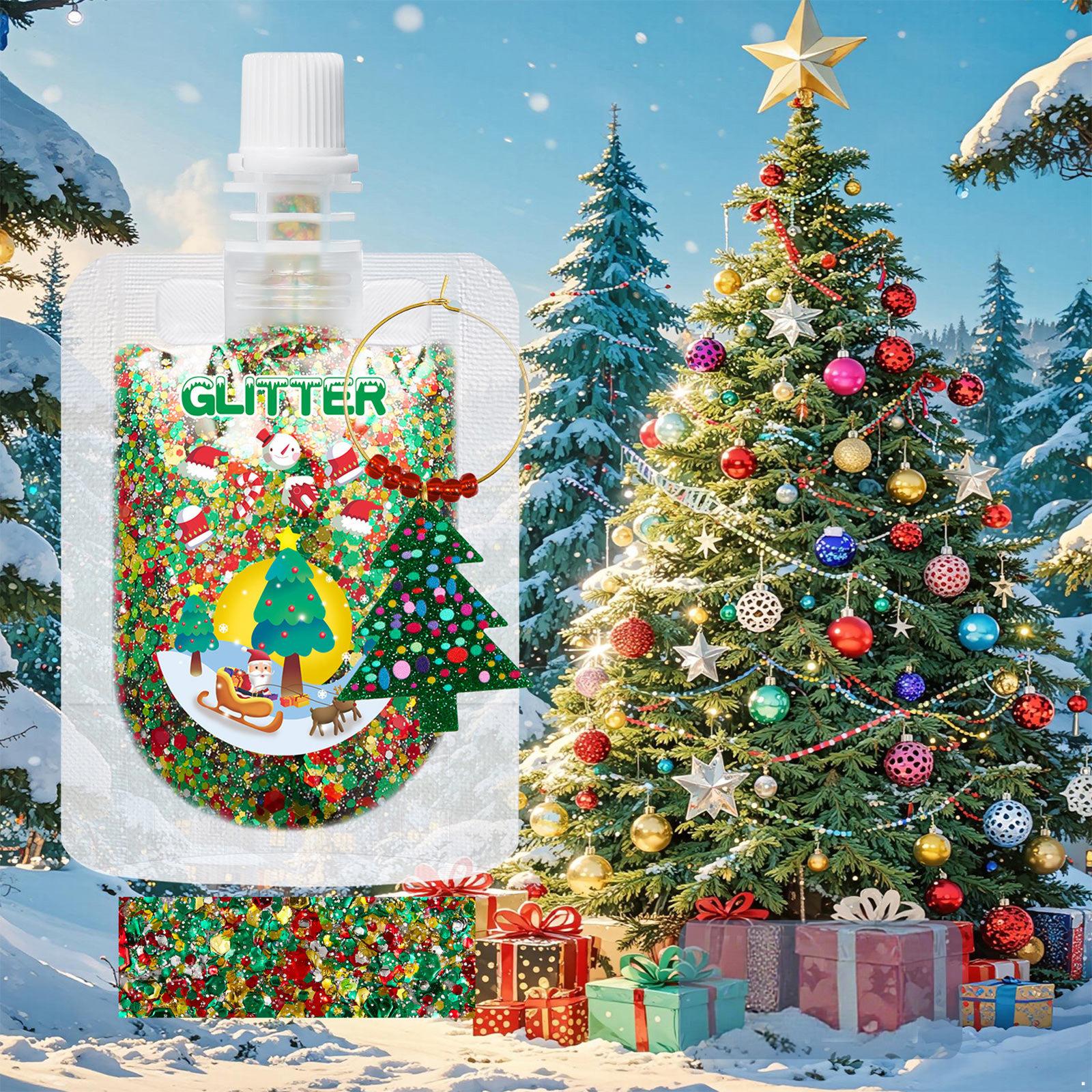 

Гель с блестками для рождественской елки для боди-арта и макияжа лица - Сверкающий праздничный макияж для женщин и детей для вечеринок и мероприятий One Size