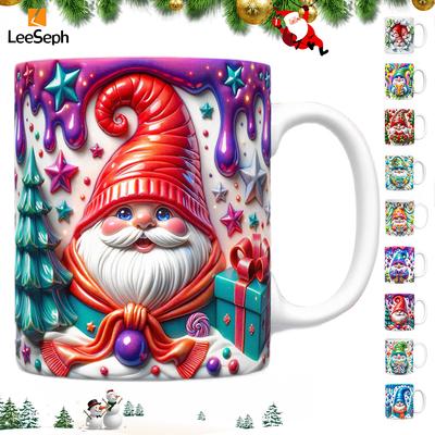 Taza de Café Navideña 3D, Diseño Lindo Personalizado Gnomo Taza de Té de Café de Cerámica con Asa, para Acción de Gracias, Aniversarios