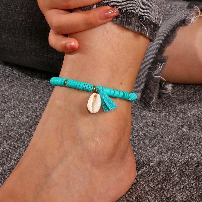 8 Colors Boho Shell Anklet Set Gold Ankle Bracelet Beaded Anklet Beach Footwear Accessories for Ladies and Girls