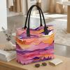 Watercolor Mountain Pattern Tote Bag Casual Large Capacity Shoulder Bag for Daily Use