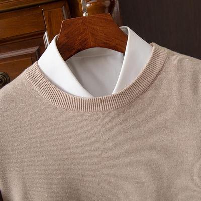 Pull en tricot classique à col rond pour homme: Pull Uni à Manches Longues, Coupe Ample, pour l'Automne/Hiver, Style Décontracté & Habillé