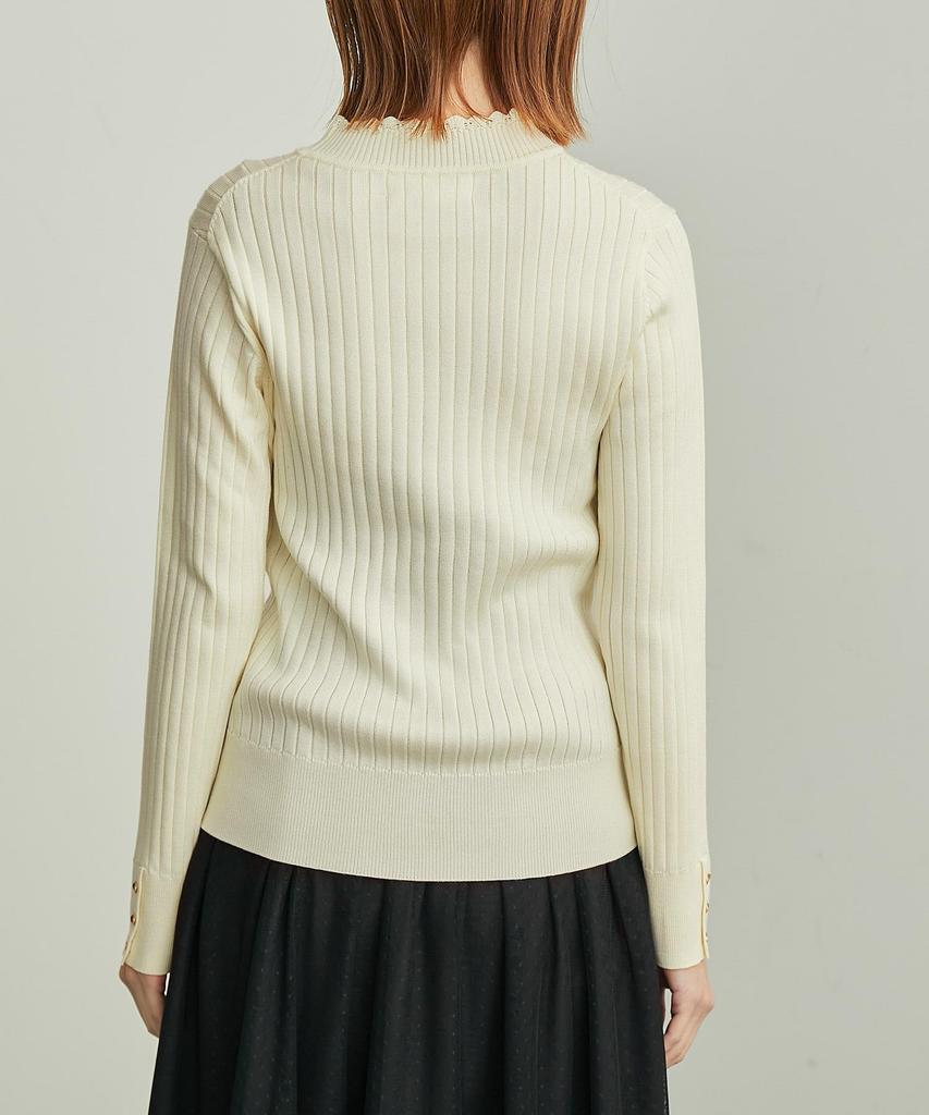 ROPE PICNIC Scallop Neck Rib Knit Pullover Black Maine Size 38 Women's BIOGRACE(R) Sweater, (01),