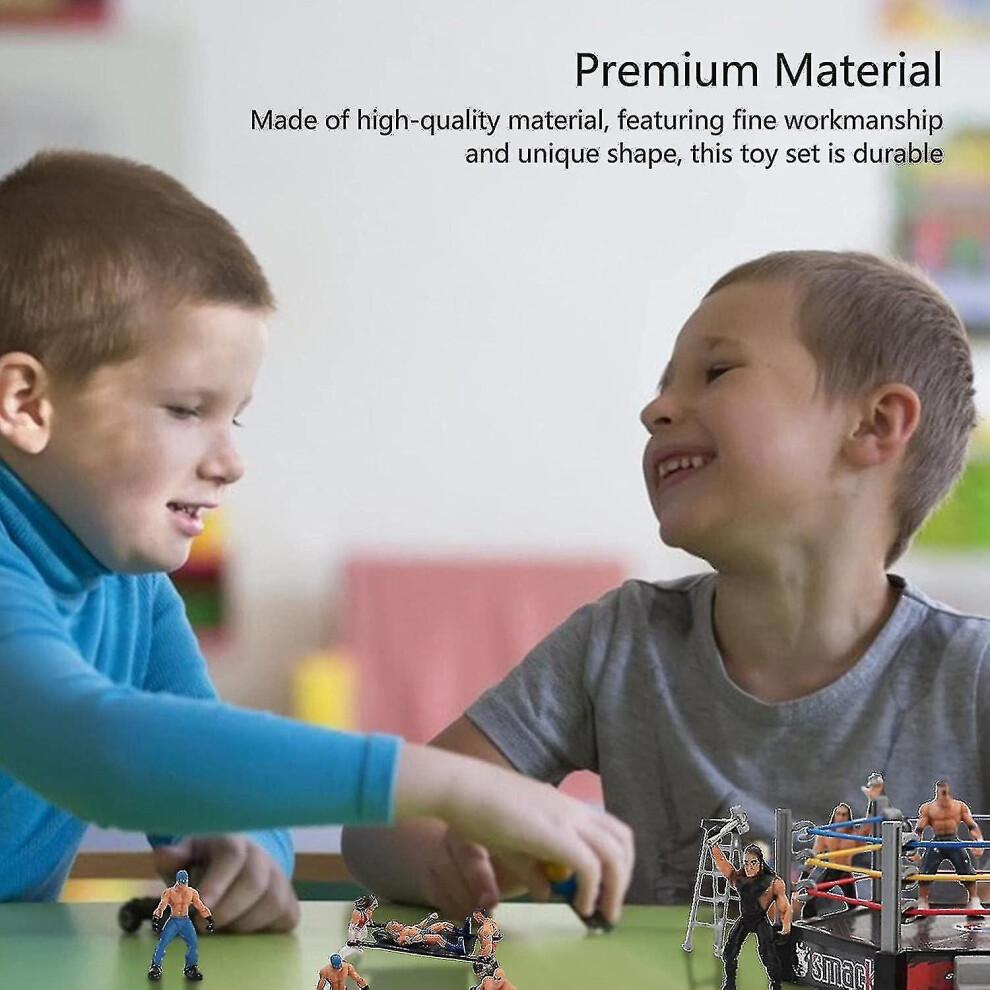 Wwe Mini Wrestling Figure Playset, Wrestler Warriors Toys with Square Ring & Accessories, Fun Miniature Fighting Action Figures Gift High Quality