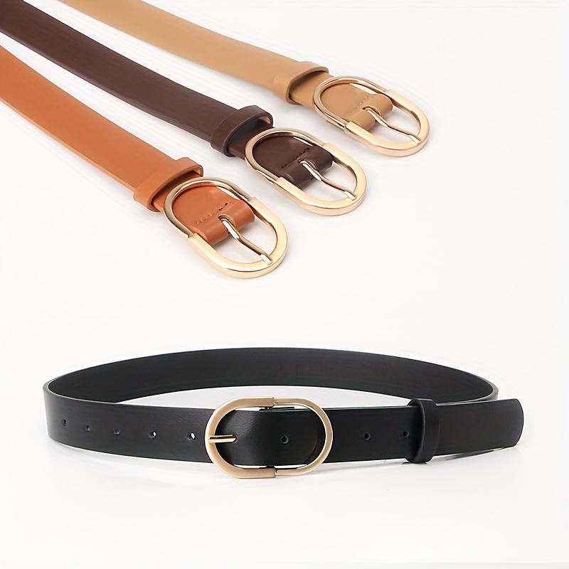 1pcs Women's Belt Fashion Classic Buckle PU Leather Belt Versatile Casual Golden Needle Buckle - Pair with Jeans, Pants, Dress