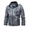 Autumn and Winter Men Stand Collar Washed Motorcycle Pu Leather Coat Large Size Casual Leather Jacket Men