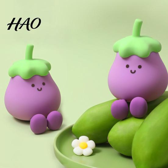Nursery Night Light Cute Eggplant Light, Tap Touch Control Bedside Lamp, 3 Brightness Levels & Auto 30-Min Timer, USB Rechargeable Squishy for Bedroom