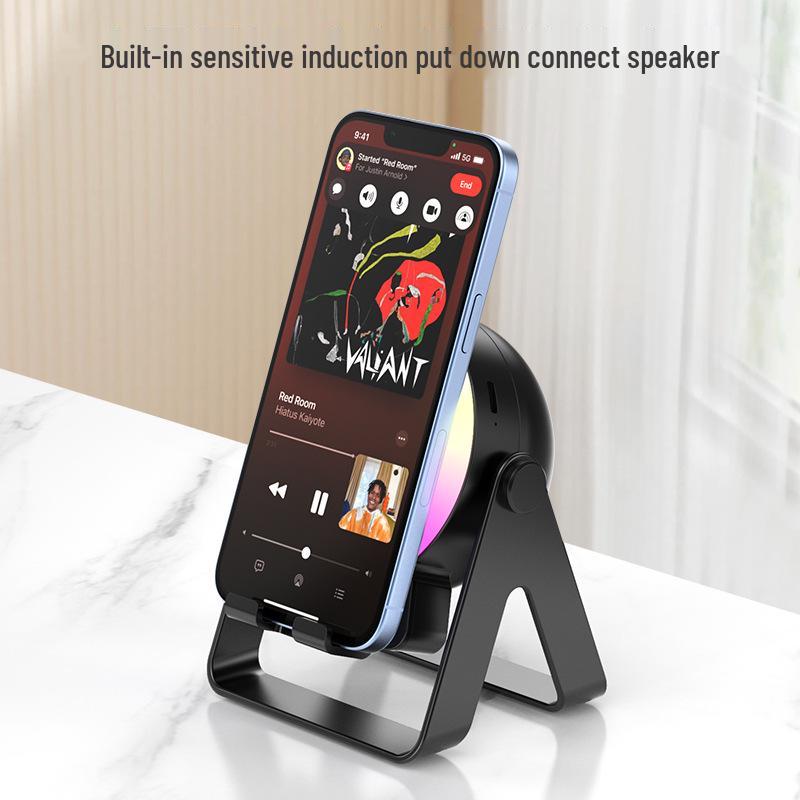 Cross-Border Bluetooth Speaker with Induction Stand, Tech-Sense, Breathing Light, Rechargeable for Outdoor & E-Sports.