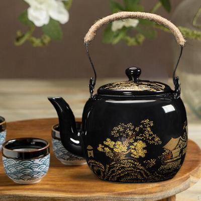 Ceramic Tea Pot Blooming and Loose Leaf Maker Japanese Safe Kettle with Strainer for BBQ