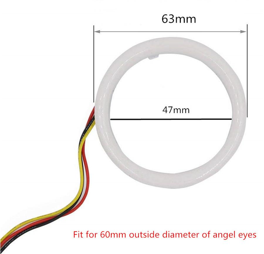 2Pcs Car White Amber 60MM LED Angel Eyes Halo Rings Headlight DRL Light Retrofit
