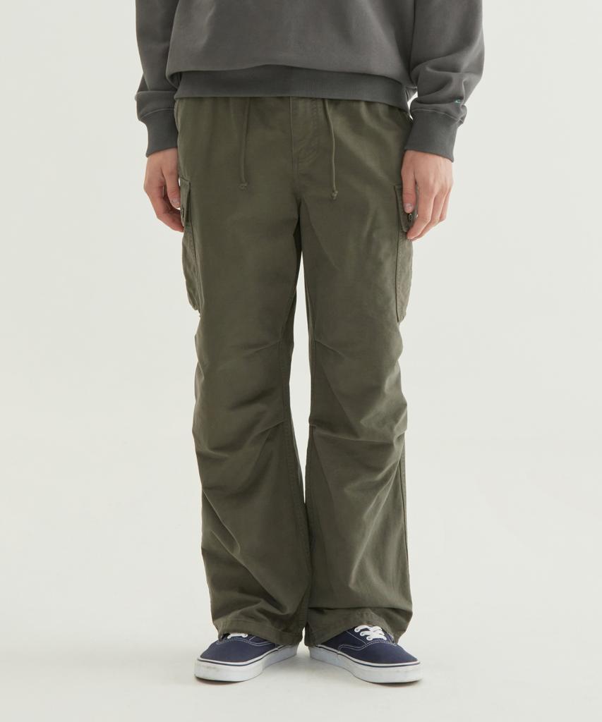 COVERNAT Wide Cotton Parachute Pants Olive
