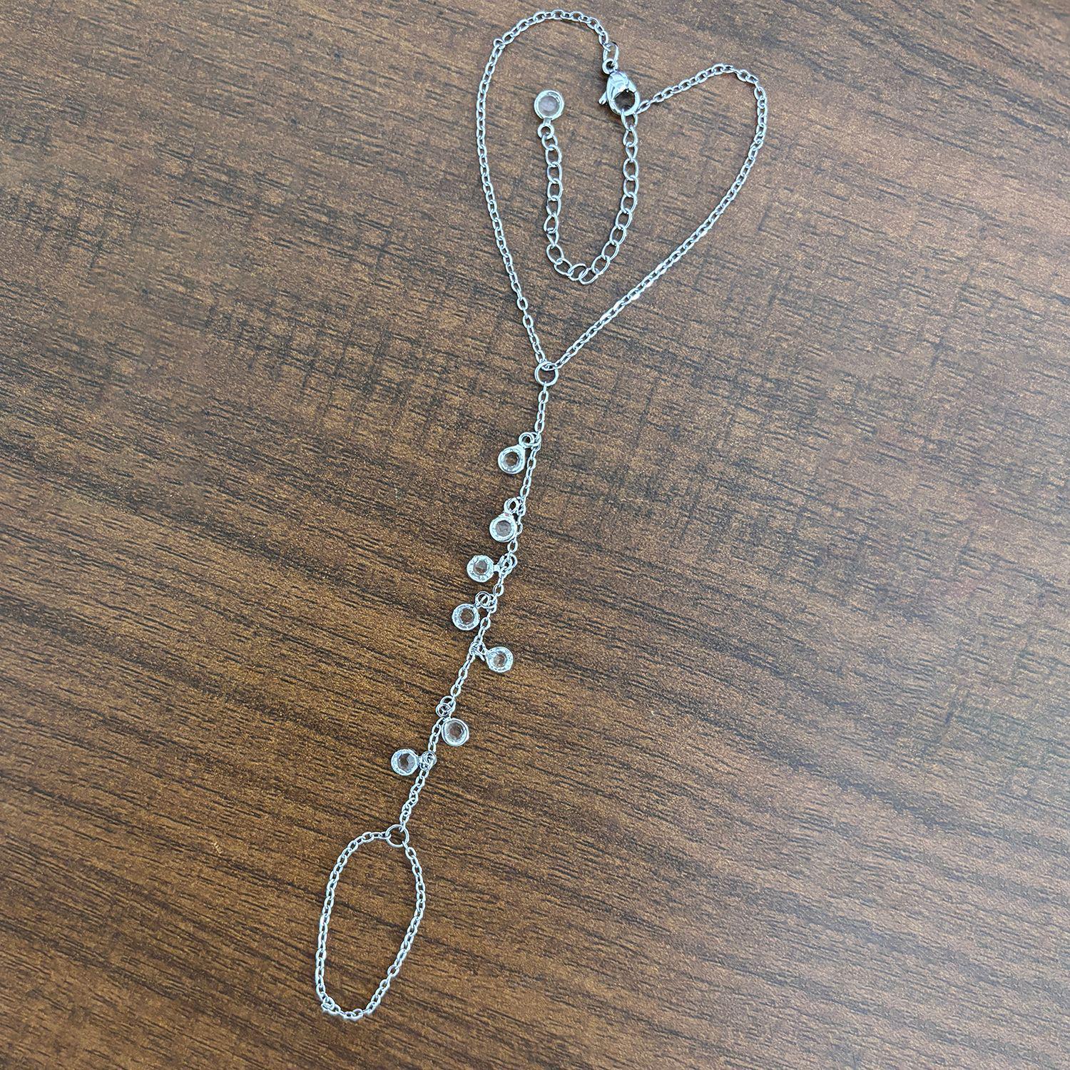 Браслет на палец для пляжа из нержавеющей стали с покрытием 18 карат и цирконами