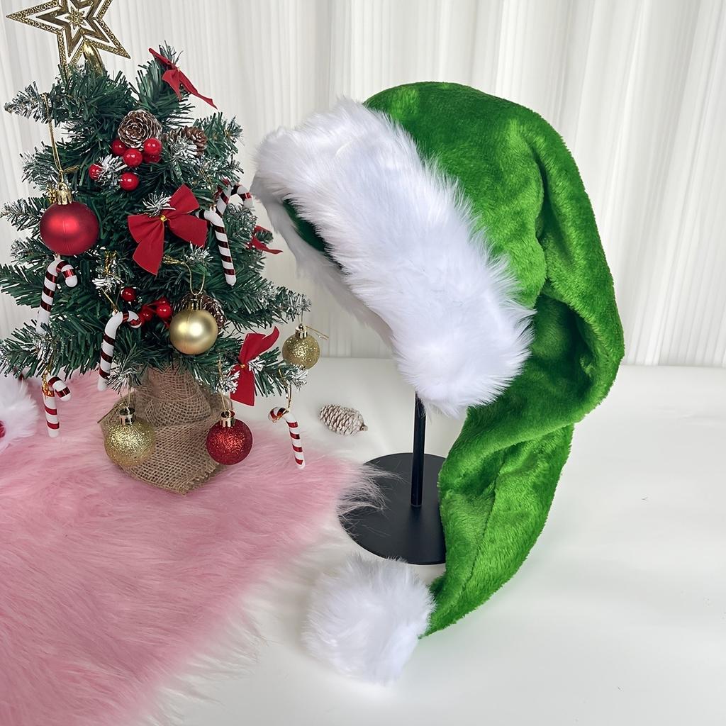 Santa Claus Christmas Hat- Long Plush Polyester Santa Hat for Holiday Parties,Christmas Party Decorations,For Christmas,New Year