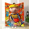 Cartoon Construction Theme with Yellow Hard Hats and Bright Orange Hues. for All Seasons Blanket Lunch Break Throw Gift