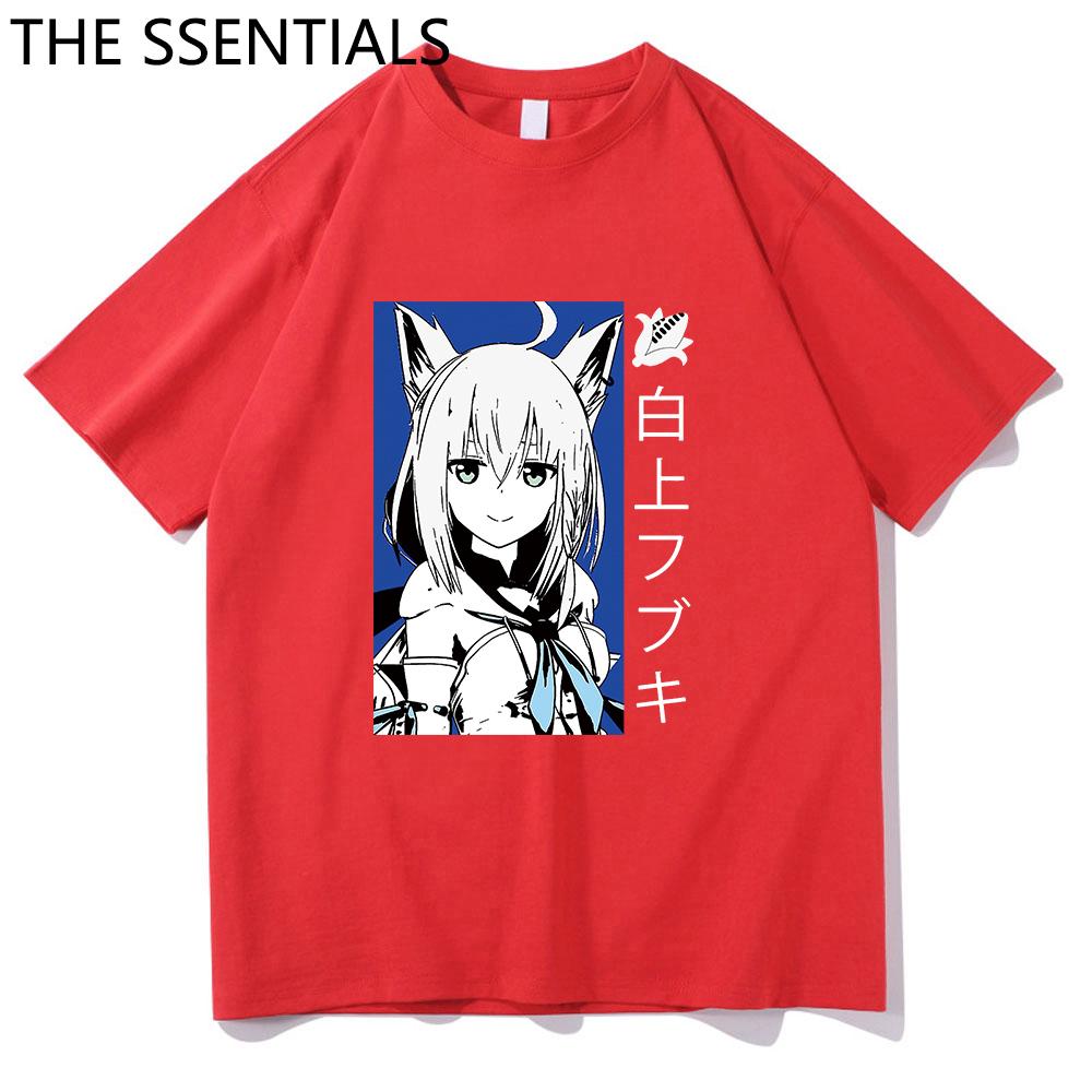 Hololive VTuber T-skjorte Unisex Harajuku tegneserie-grafikk-t-skjorter Unisex-tilfeldig bomullst-skjorte Herre Anime Kawaii Shirakami Fubuki T-skjorte