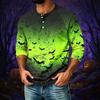 Men's Casual Halloween Print Raglan Three-Quarter Sleeve Shirt