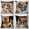 Moderne Katzen- & Smartphone-Druck Dekoratives Kissenbezug Reißverschluss Maschinenwaschbar Sofa Wohnzimmer Heimdekoration