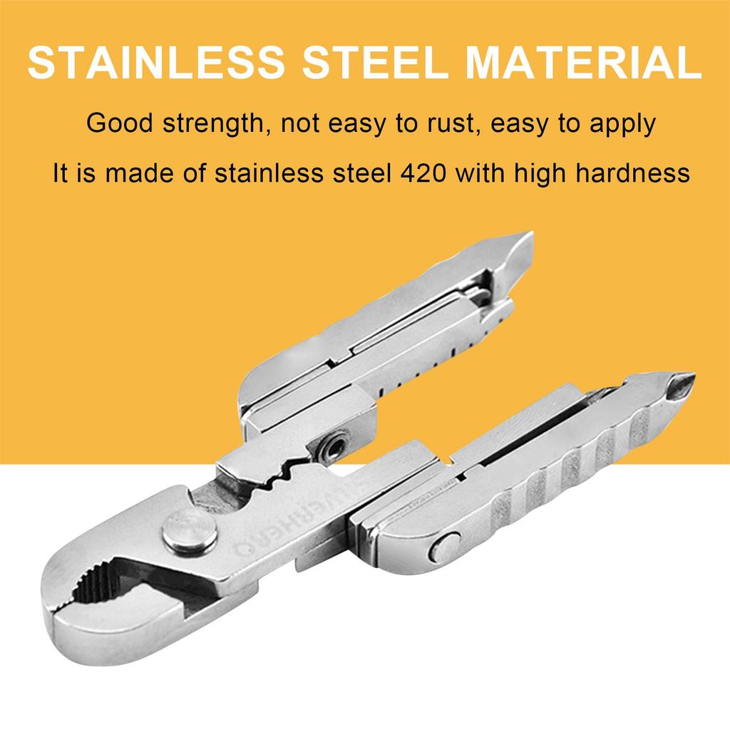 Miniature Mini Multi-Tool Pliers 15-in-1 Function Stainless Steel Pocket Size