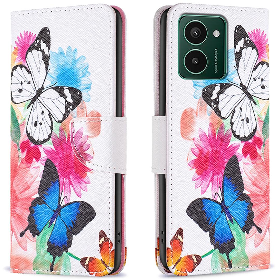 

Для HMD Pulse Pro Чехол-кошелек с принтом, Кожаный чехол для телефона D