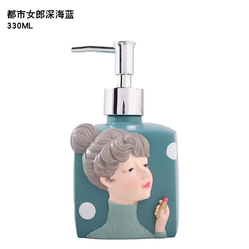 Cute Cartoon Character Lotion Bottle Resin Craft Soap Dispenser Hand Sanitizer Bottle Shampoo Bottle Bathroom Decoration Gift