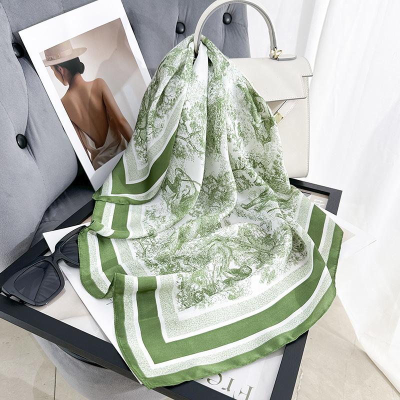 

Pastoral printed square scarf retro women s professional wear scarf travel photography fashion matching silk scarf 70*70