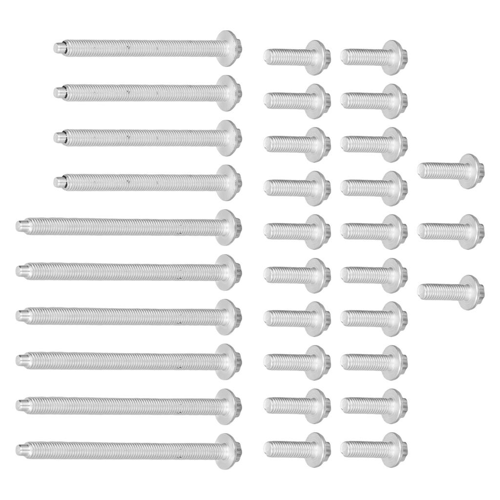33pcs Engine Oil Pan Bolt Set Aluminum Rustproof 11‑13‑0‑392‑549 Replacement for 1 Series 135i 328i