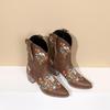 Damen Spitze Stickerei Damen Kurzstiefel Ärmel Mode Stiefel Stiefel Mittlerer Absatz Damenschuhe 40-43 Stiefel