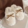 Winter Cotton Slippers Women Student Bow Thick Sole Anti Slip Warm Home Casual Versatile House Slippers