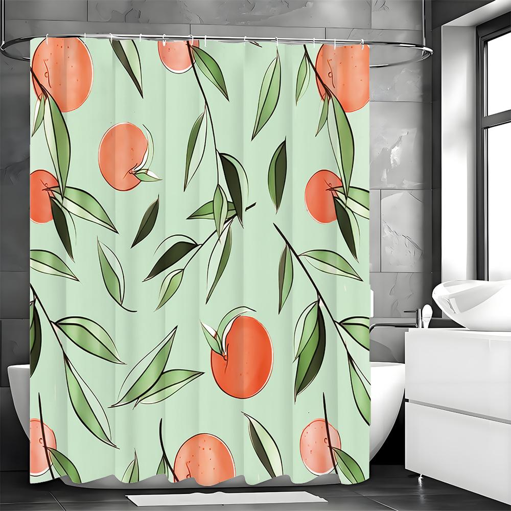 Summer Peach Shower Curtain, Bathroom Decorative Shower Curtain, Waterproof Shower Curtain with Hooks