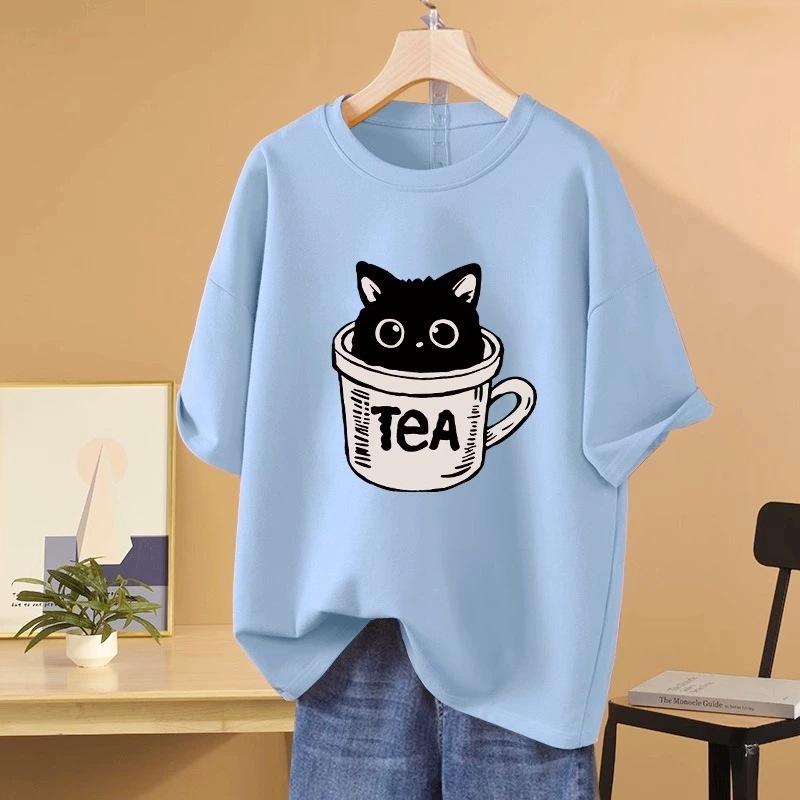 Pure Cotton Short-sleeved T-shirt for Women In Summer New Fat Mm Large Size Loose Belly-hiding Half-sleeved T-shirt Top