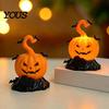 Halloween Tombstone Decoration LED Candle Light Figurine, Bat Glowing Tabletop Ornament, Warm Theme Decor Pumpkin Prop for Escape Room Haunted