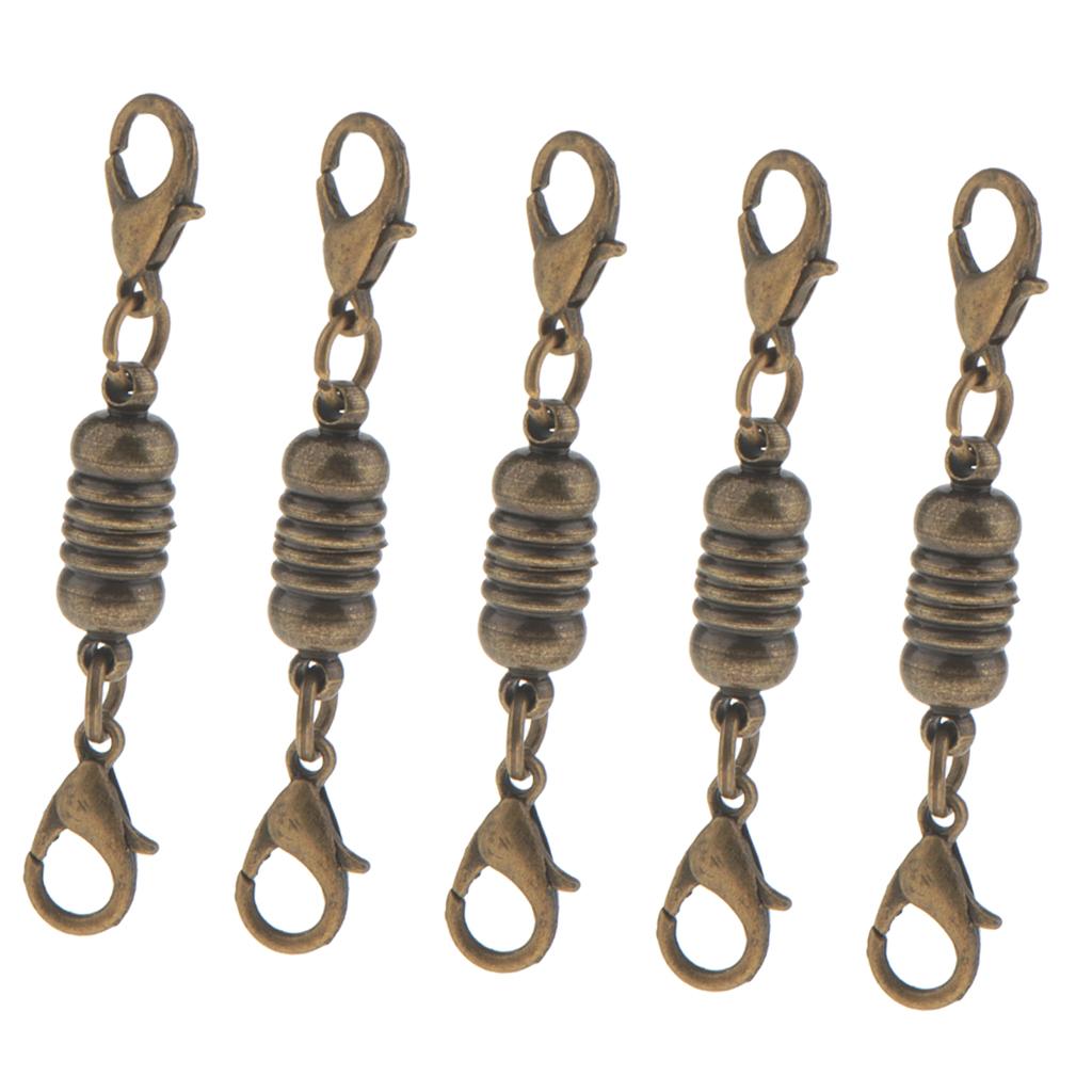 5 Pieces Ridged Spiral Ball Magnetic Clasp for Necklace Bracelet Lobster Connector - Cylinder