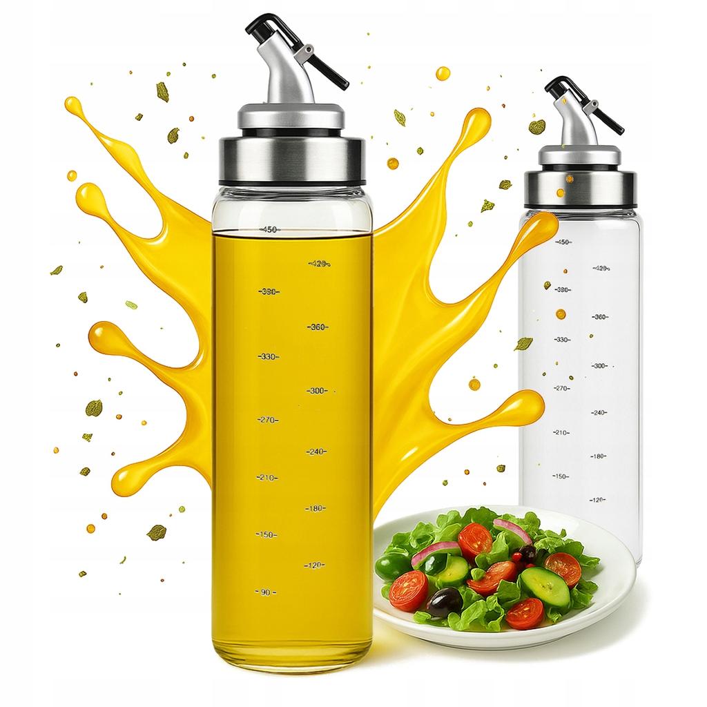 Glass Dispenser 500 ml with Scale for Oil, Sauces, Vinegar, Spices