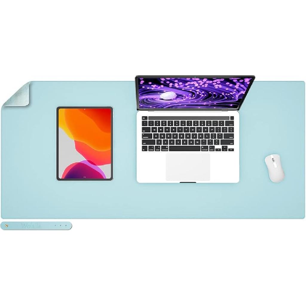 Leather Desk Pad Blotter,Wolaile 36x17 inch Big Keyboard Mouse Pad,Waterproof Non-Slip Writing Desk Computer Mat Desktop Protector for Office