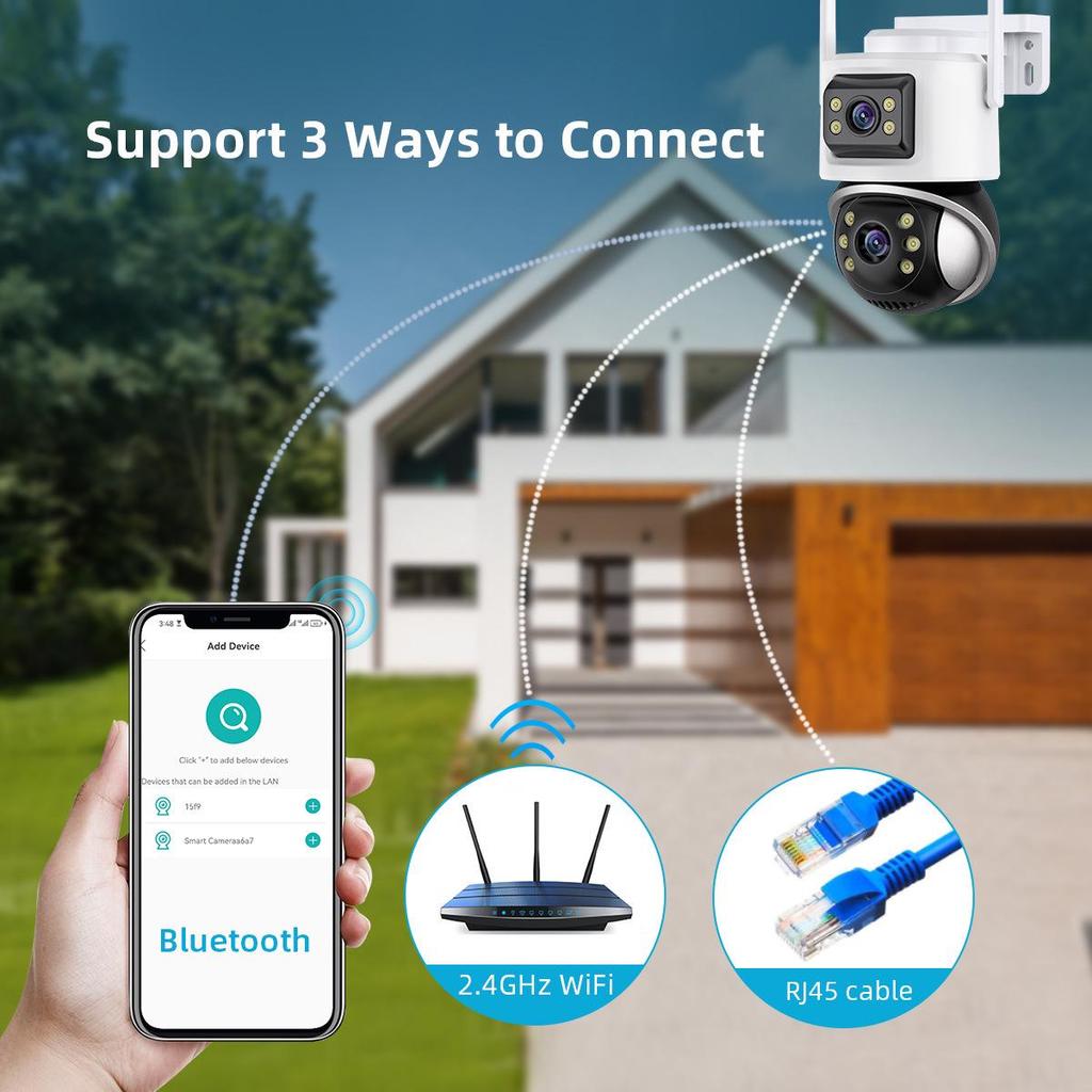 Dual-Lens Night Vision Wireless HD Camera: 360° Indoor/Outdoor WiFi Monitor