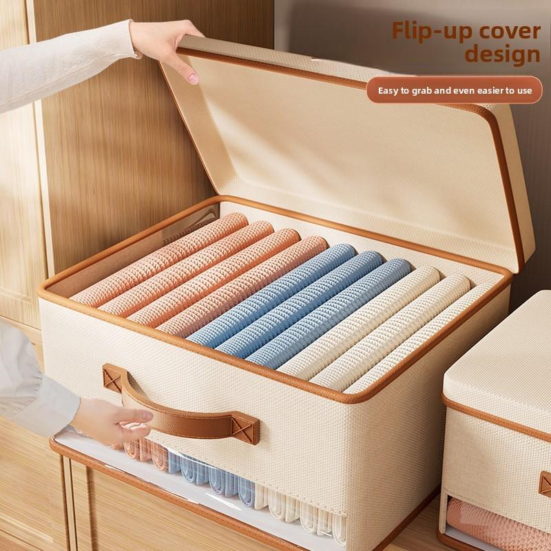 Clothes Storage Box With Dividers Foldable For Bedroom And Closet