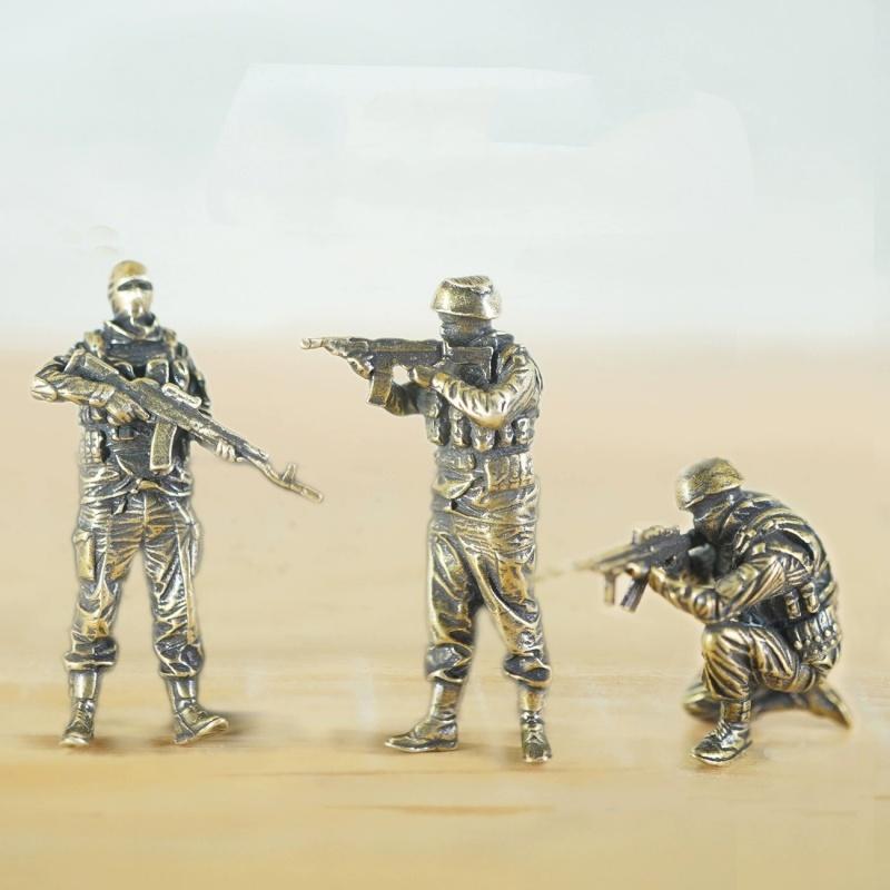 Brass White Copper Soldier Miniature Toy Military Model Home Office Decor Gift for Boys