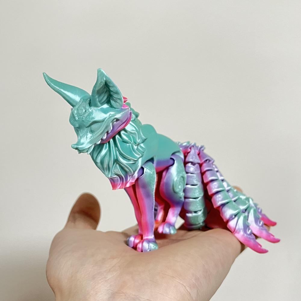 Nine-Tailed 3D Printed Model Simulation Multi-Jointed Animal Figurine Toy Ornament Movable Printed 3D Toy Kids Toy