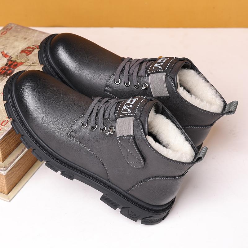 Autumn and winter men's Martin boots velvet warm snow boots versatile trend cotton shoes men's tooling boots