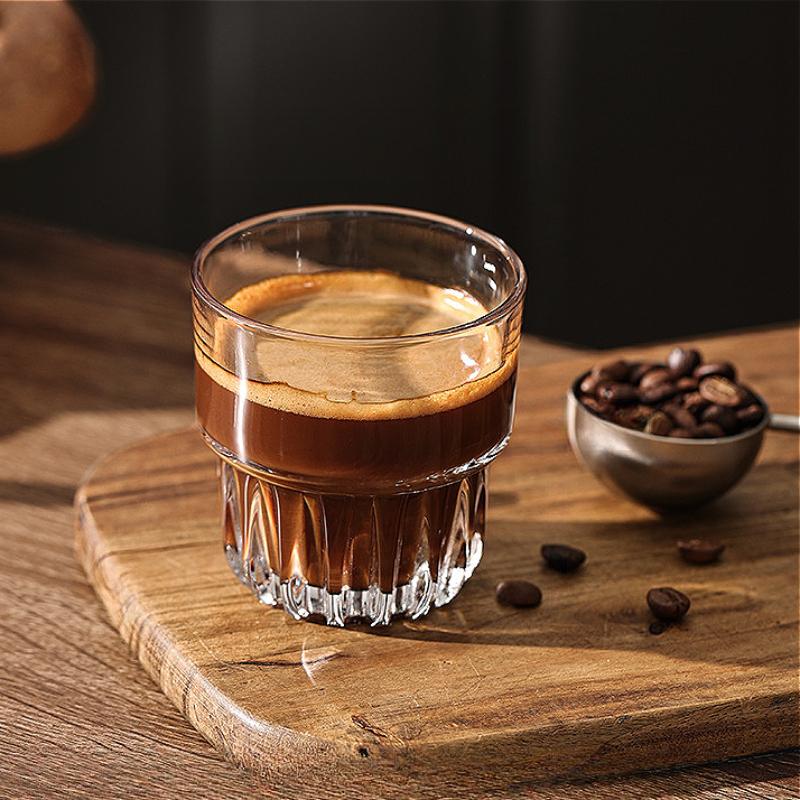 155ml/250ml/316ml Vintage American Coffee Mug Latte Mocha Coffee Cups Heat-resistant Drinking Glasses Transparent Cappuccino Cup