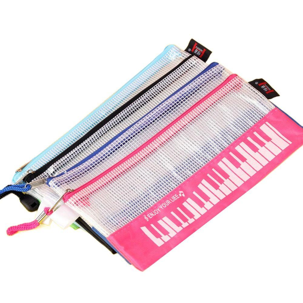 

Music Notes Mesh Zipper Pouch Document Storage Stationery Pouch Piano Pencil Cases Office Home світло-синій колір