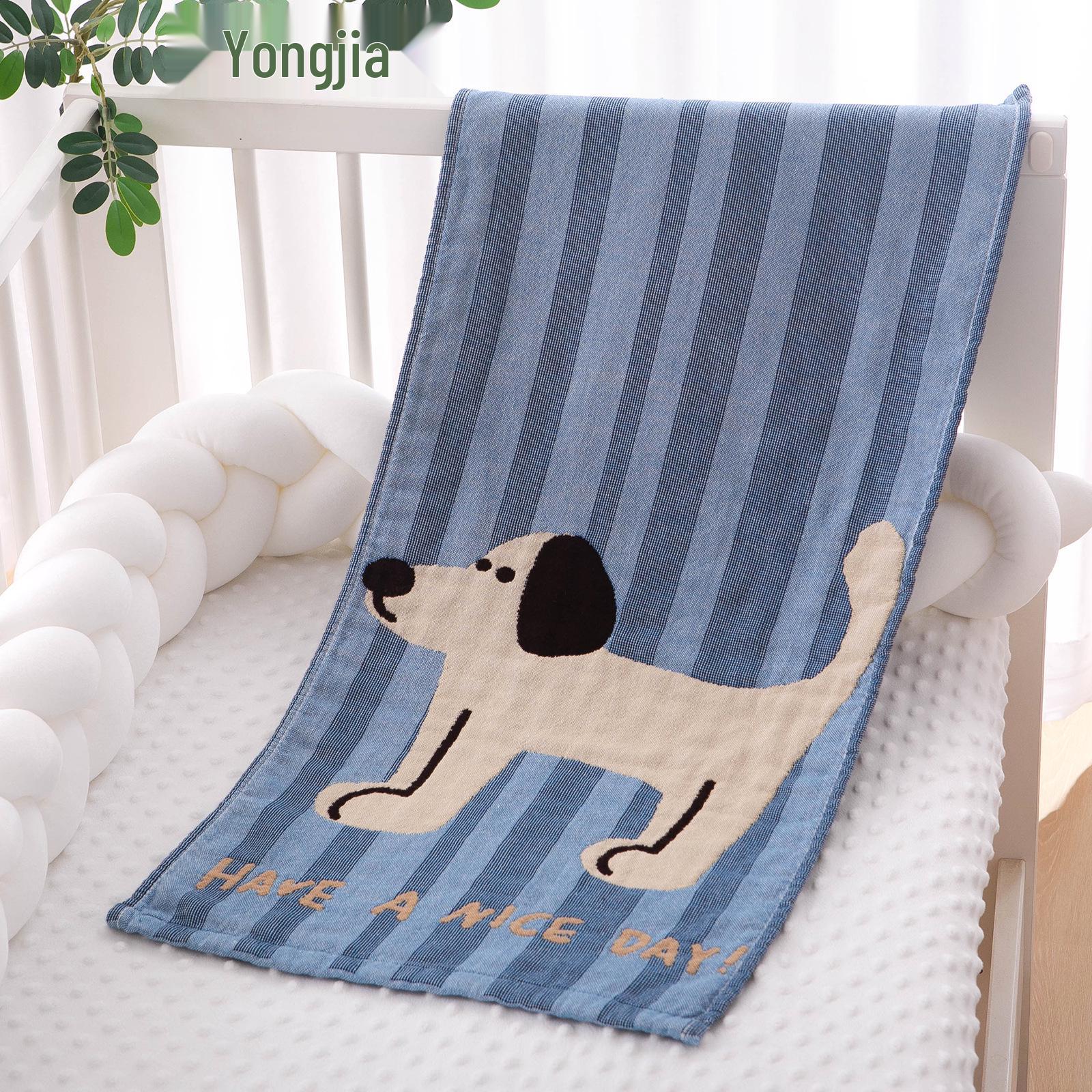 Pure Cotton Cartoon Gauze Towel - Lint-Free, Absorbent, Four-Layer, Adult Face & Bath Use 34x75 cm