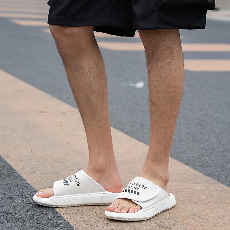Slippers Men's 2025 Summer New Velcro Tide Brand Beach Slippers Leather Outdoor Wear Casual Street Flip-flops