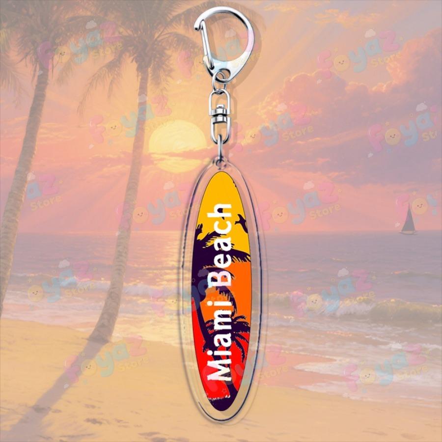 Fashion Surfboard Beach Keychains for Accessories Jewelry Miami Santa Monica San Diego Creative Keyrings Charm Friends Gifts