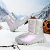 Rutschfeste Winterstiefel für Mädchen und Jungen – wasserdicht, samtgefüttert, hoher Schaft aus Leder.